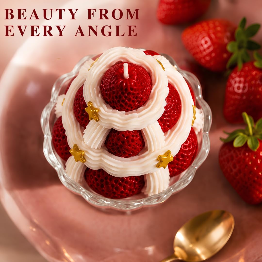 Strawberry Dessert Candle, Novelty Candle, Aesthetic Home Decor Gift