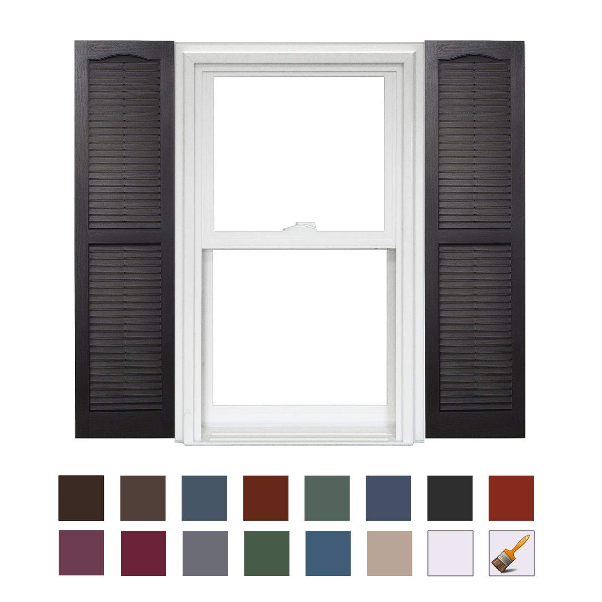 Polaris Homeside Open Louver Vinyl Shutters (1 Pair) 14-1/2in. x 59in. - 050 Black