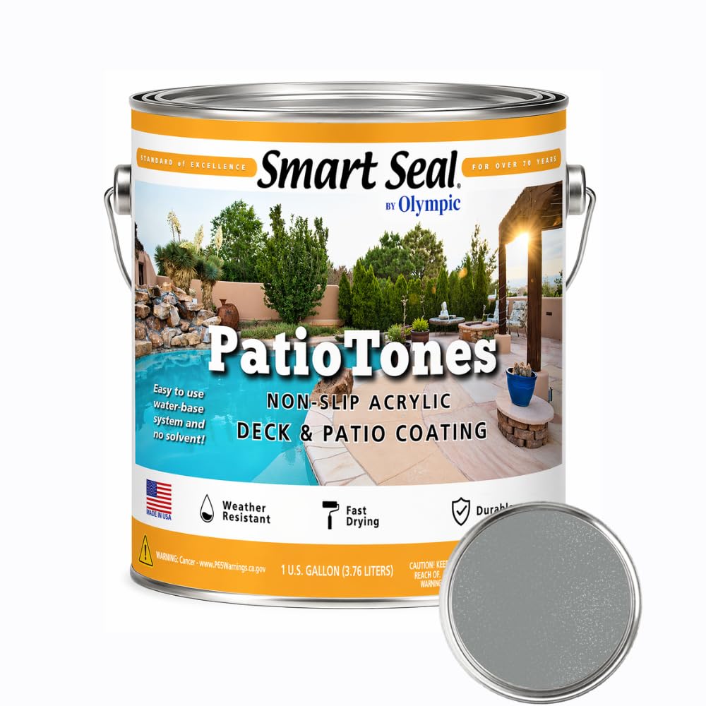 Kelley Technical Coatings Olympic Patio Tones - Creekstone - 1 Gallon - Non-slip acrylic deck and patio coating, concrete restorer.