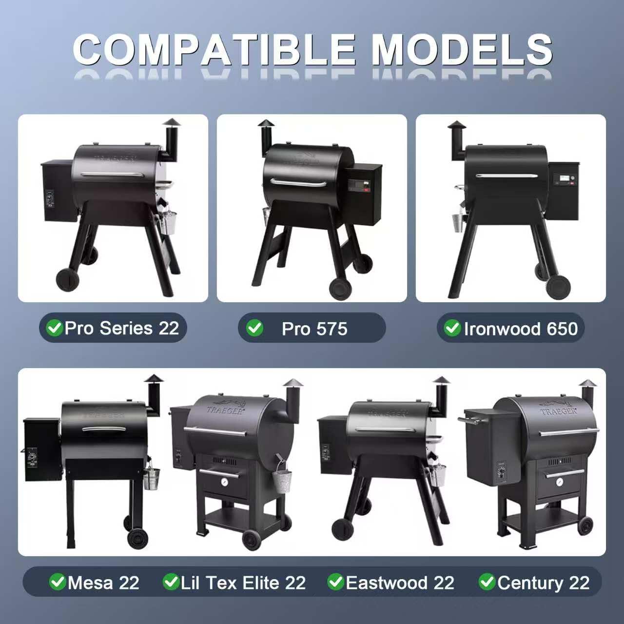 KEESHA BAC362 Folding Front Shelf for Traeger Pro 22, Pro 575, Ironwood 650, Century 22, Mesa 22, Eastwood 22 Pellet Grills, Heavy-Duty Grill Accessories Replacement for Food Prep and Storage, 25 x 12