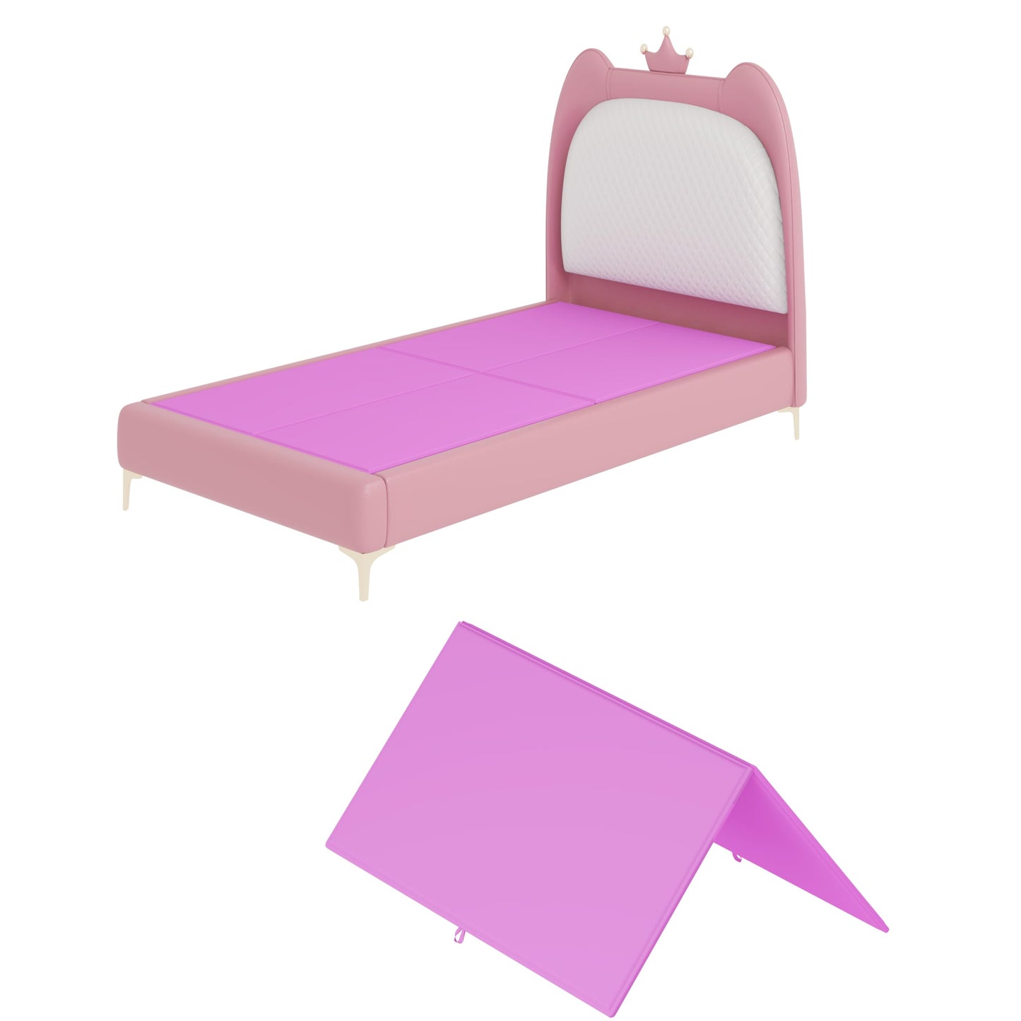Prodature Twin-Bunkie-Board(38''x75'') 0.5 inch Low Profile Under Mattress Foldable-Bed-Board to Prevent Sagging with Heavy-Duty Solid Steel Frame Design,Noise Free