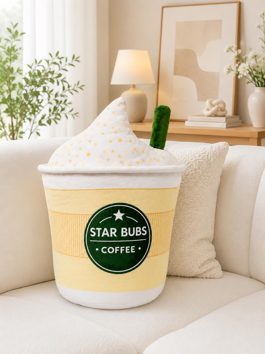 RMKA Coffee Cup Funny Starbucks Pillow Latte Cup Plush Pillow, Cute Cushion for Coffee Lovers, Soft Throw Pillow for Couch, Café Decor Accent,Decorative Pillows - Kids Room Decor, Gift for Kids