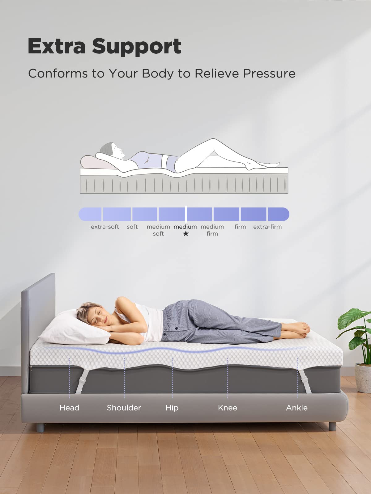 PERLECARE 3 Inch Mattress Topper Full XL - Gel Memory Foam for Pressure Relief, Premium Soft Cooling Sleep, Non-Slip Design with Removable & Washable Cover