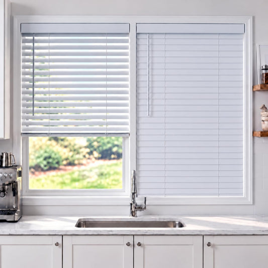 TEDNOVA 2" Cordless Faux Wood Blinds, White, 24"W X 78"H