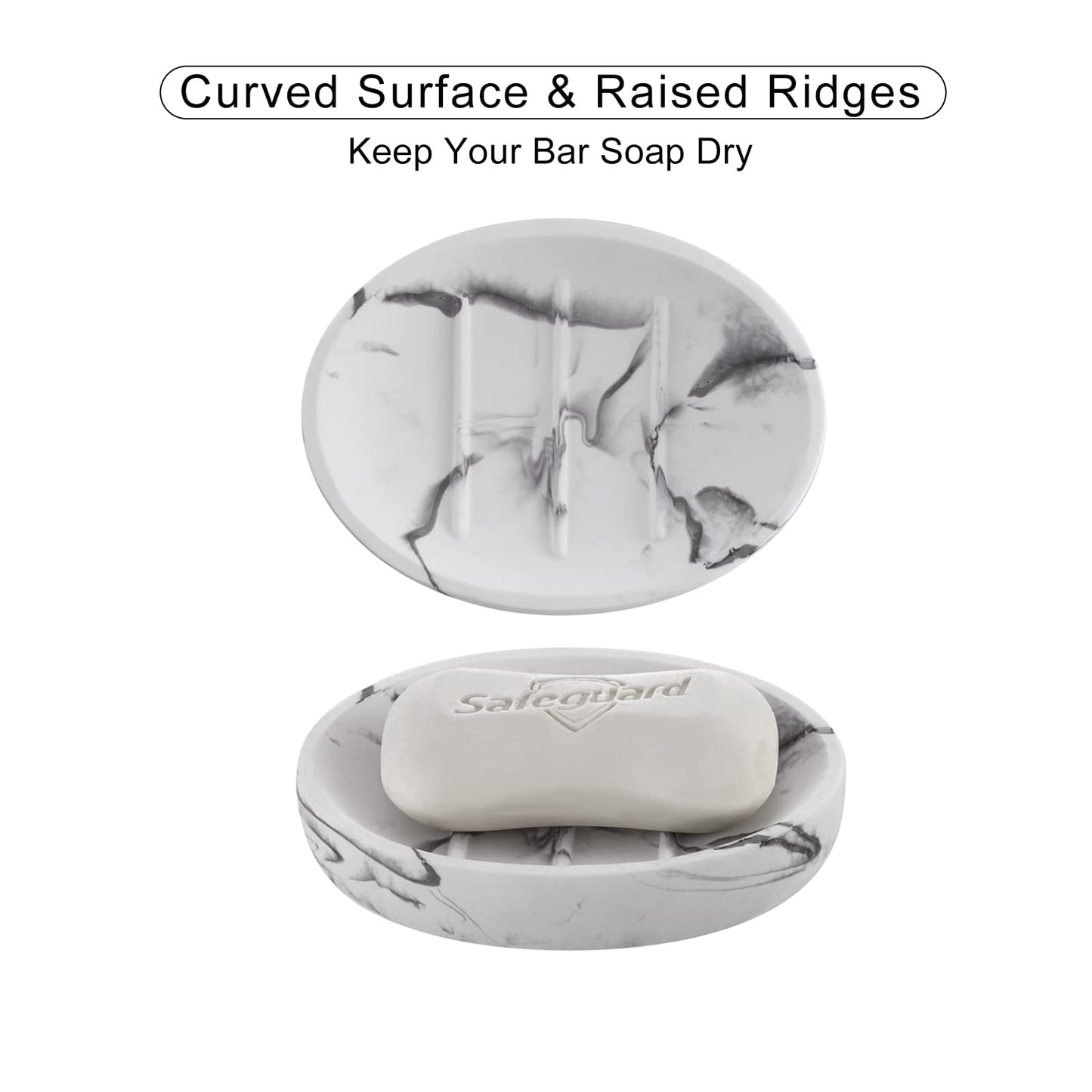 INIUNIK Marble Look Soap Dish - Bar Soap Holder for Shower, Bathroom & Kitchen Sink