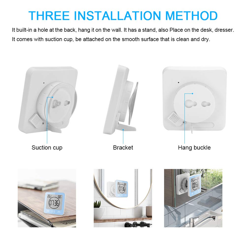 Bathroom Shower Wall Clock Timer Waterproof , Shower Clock with Suction
