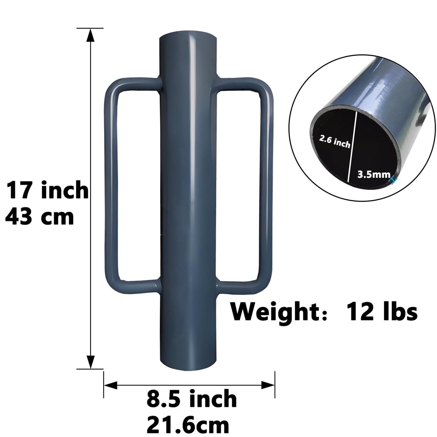 Thealyn Fence Post Driver 17 Inch 12LB Metal T Post Driver with Handles Heavy Duty T Post Driver Post Pounder for T-Posts, U Channel, Metal Post and Sign Post Pole Driver Tool