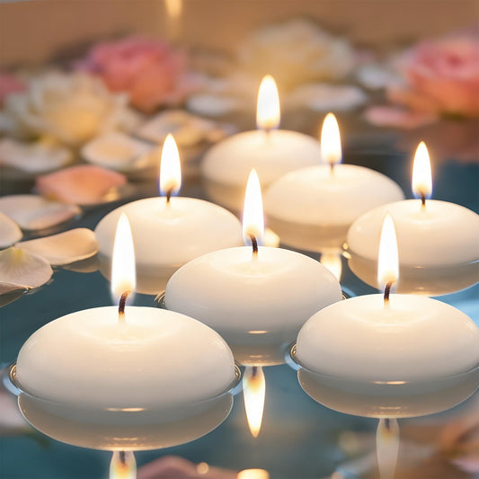 MAQIHAN 30Pcs White Floating Candles for Centerpieces - Small Wax Candles