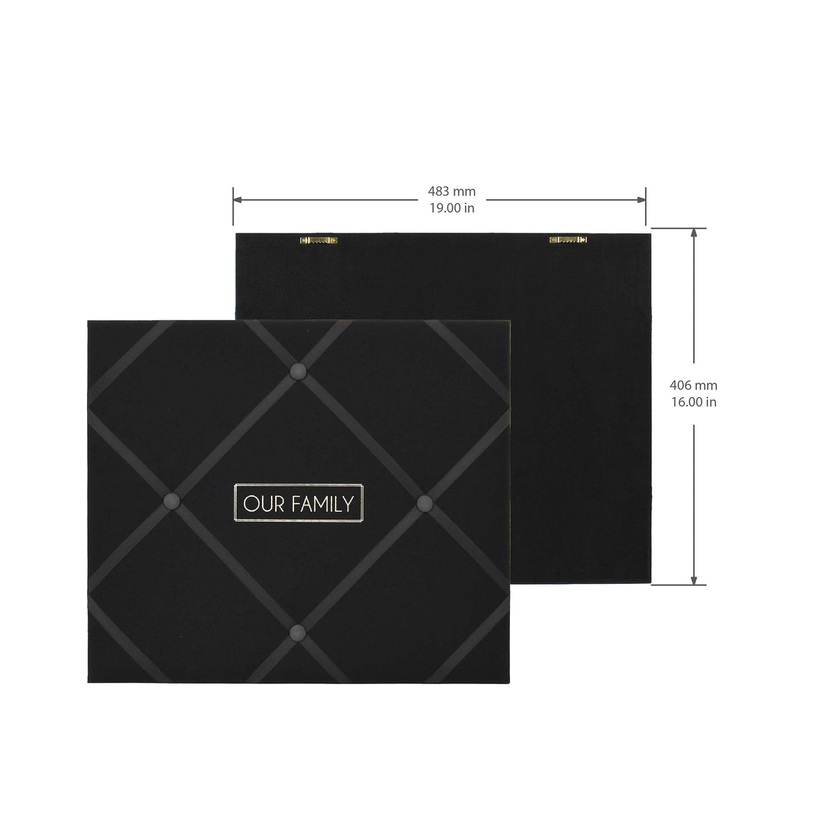 New View Gifts MEMO Family 19' X 16' French Memo & Photo Board, Black Linen Fabric, 19" X 16" X .6"