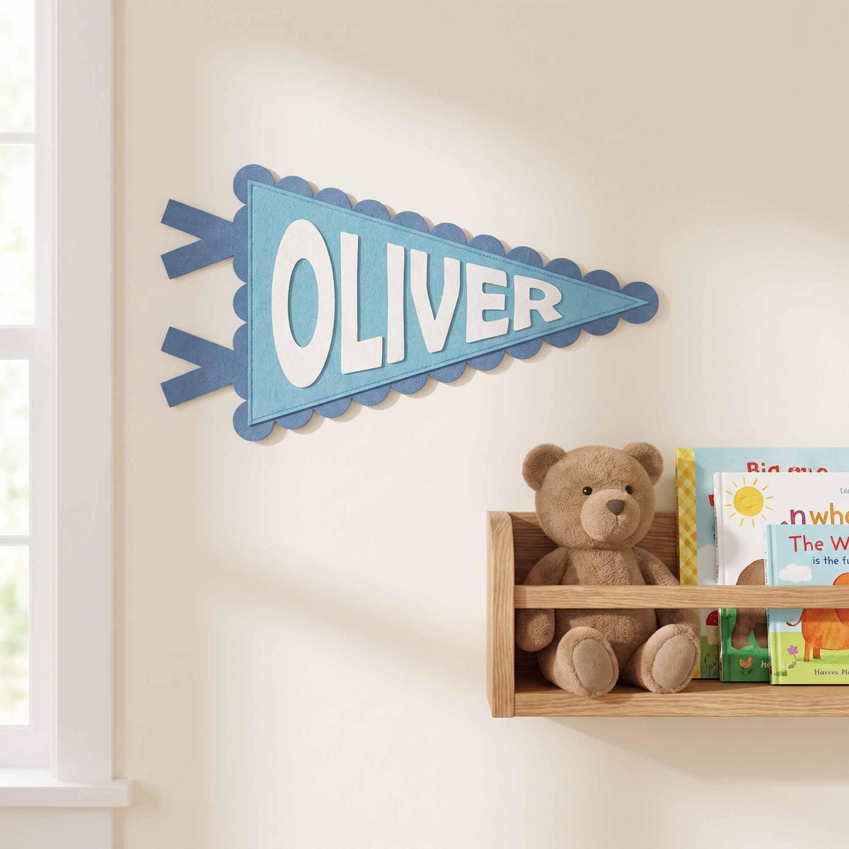 Custom Felt Name Pennant, Design Your Own Color and Font, Personalized Nursery Wall Banner