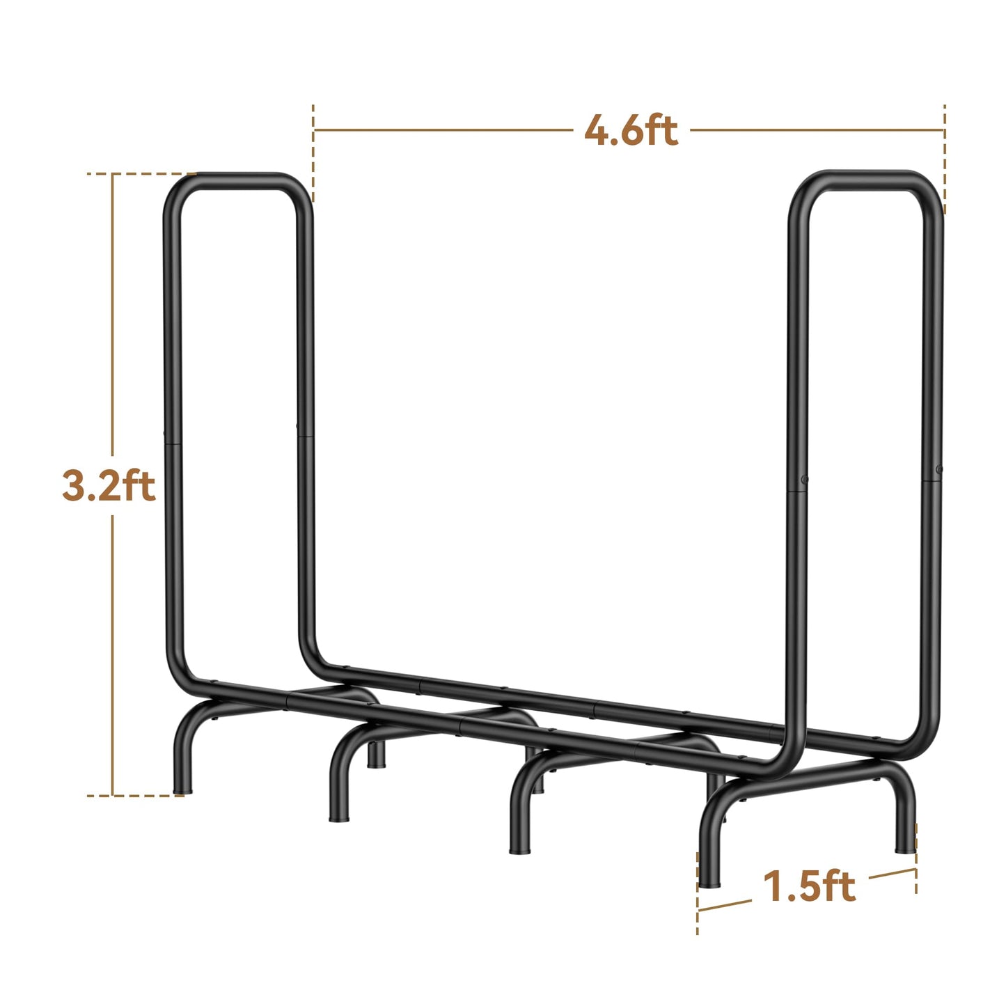 Josmimic 4.5FT Firewood Rack Outdoor, Heavy Duty Metal Wood Rack for Firewood Storage, Indoor Outdoor Log Holder for Fireplace, Patio, Deck, Backyard