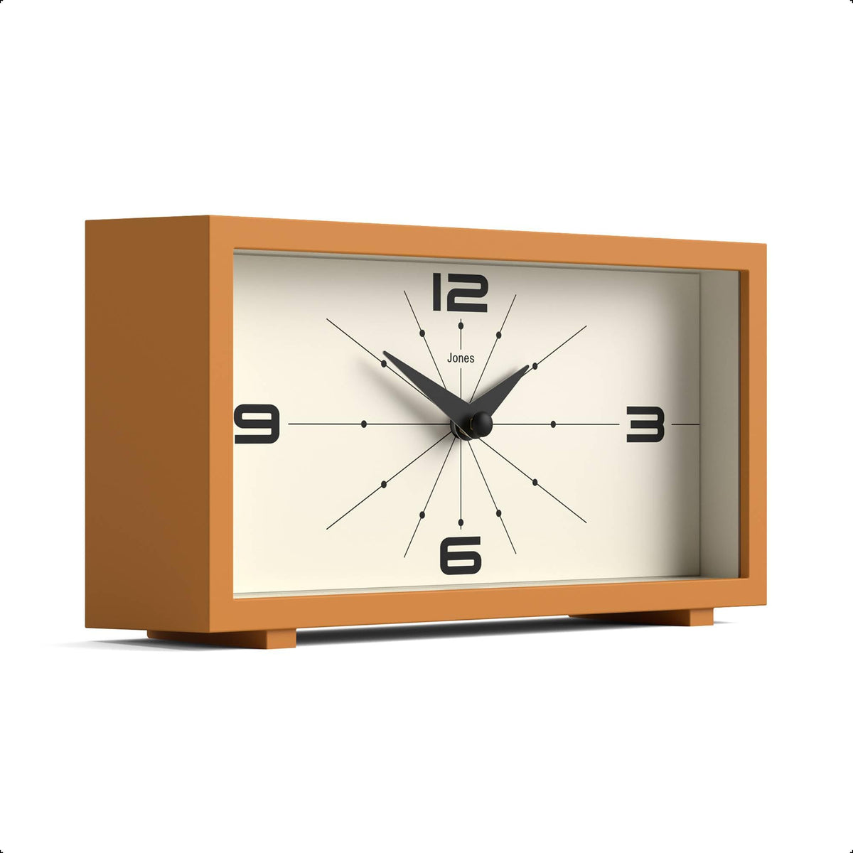 JONES CLOCKS® Odeon Desk Clock | Modern Rectangular Design | Mustard Yellow