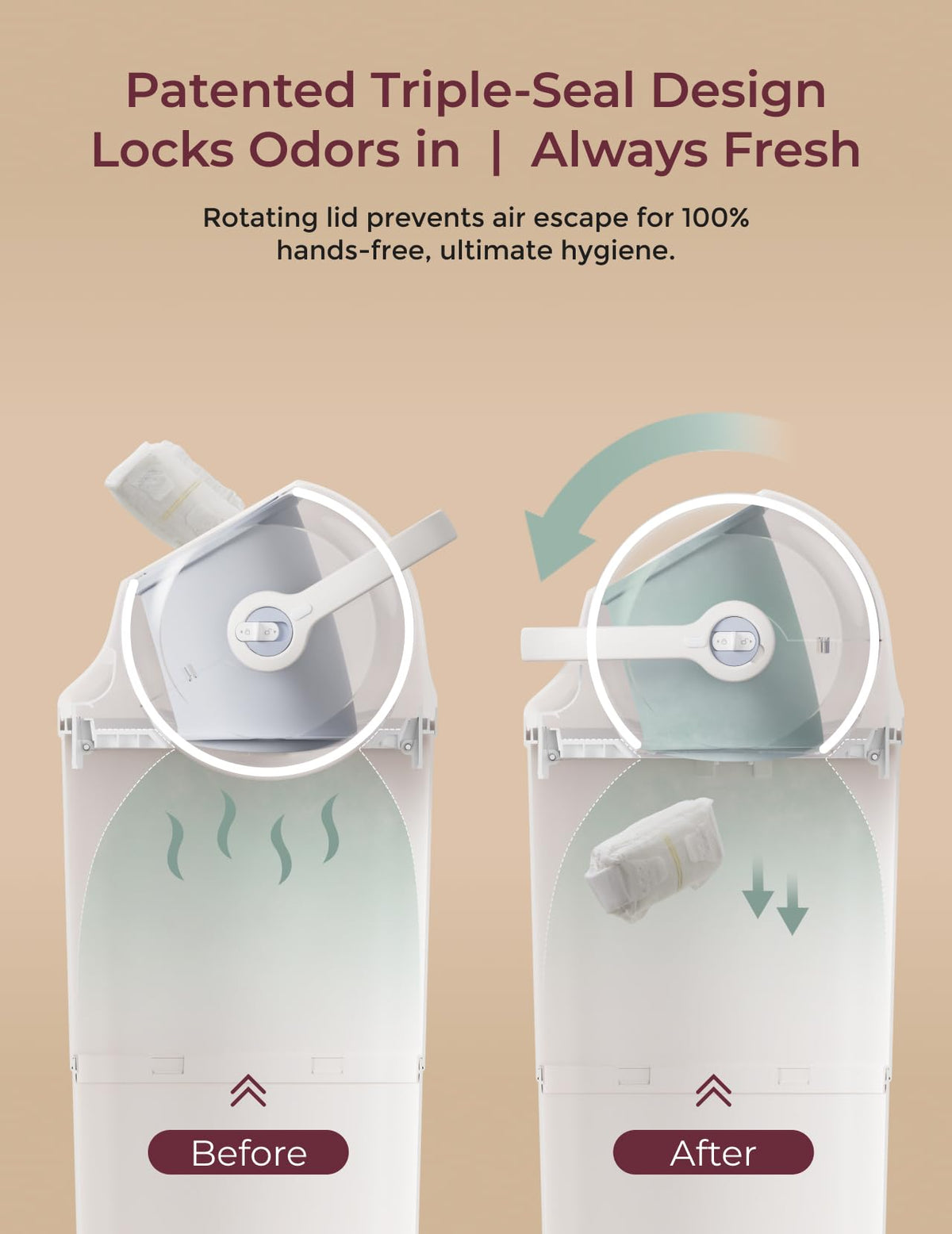 Momcozy Triple-Seal Diaper Pail with Odor Locking, Ergonomic Height Design