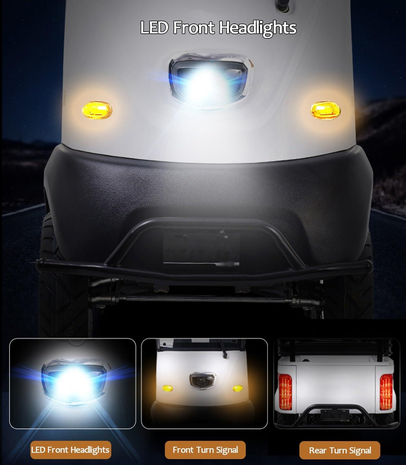 Electric Golf Cart Passenger Cruiser, Powered Mobility Scooters with Capacity Storage Trunk, Charge with Standard 120V Outlet Electric Passenger Cart, 28Mile Range and a Speed of 12MPH(White-Lithium)