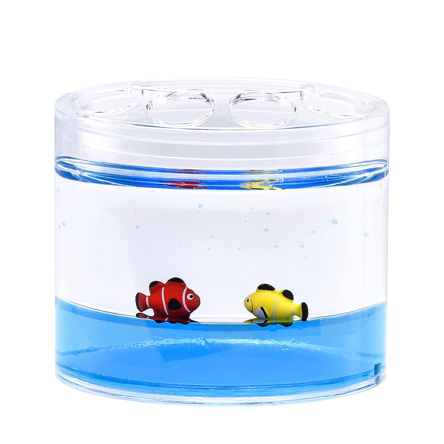 Locco Decor 5 Piece Acrylic Liquid 3D Floating Motion Bathroom Vanity Accessory Set Ocean Cartoon Animal Theme Nimo Fish Toothbrush Holder, Tumbler, Soap Dispenser, Soap Dish, Toiletbrush Holder Set