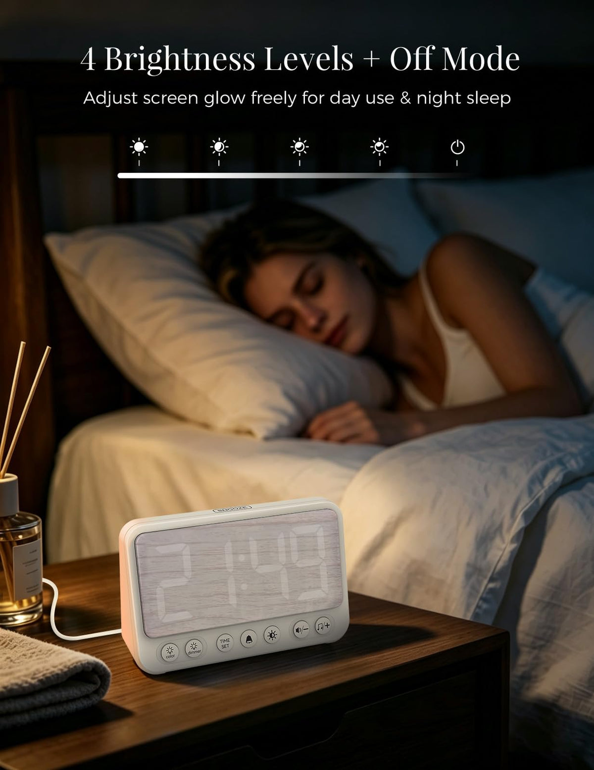 Topski Alarm Clocks for Bedroom, Digital Bedside Clock with Night Light