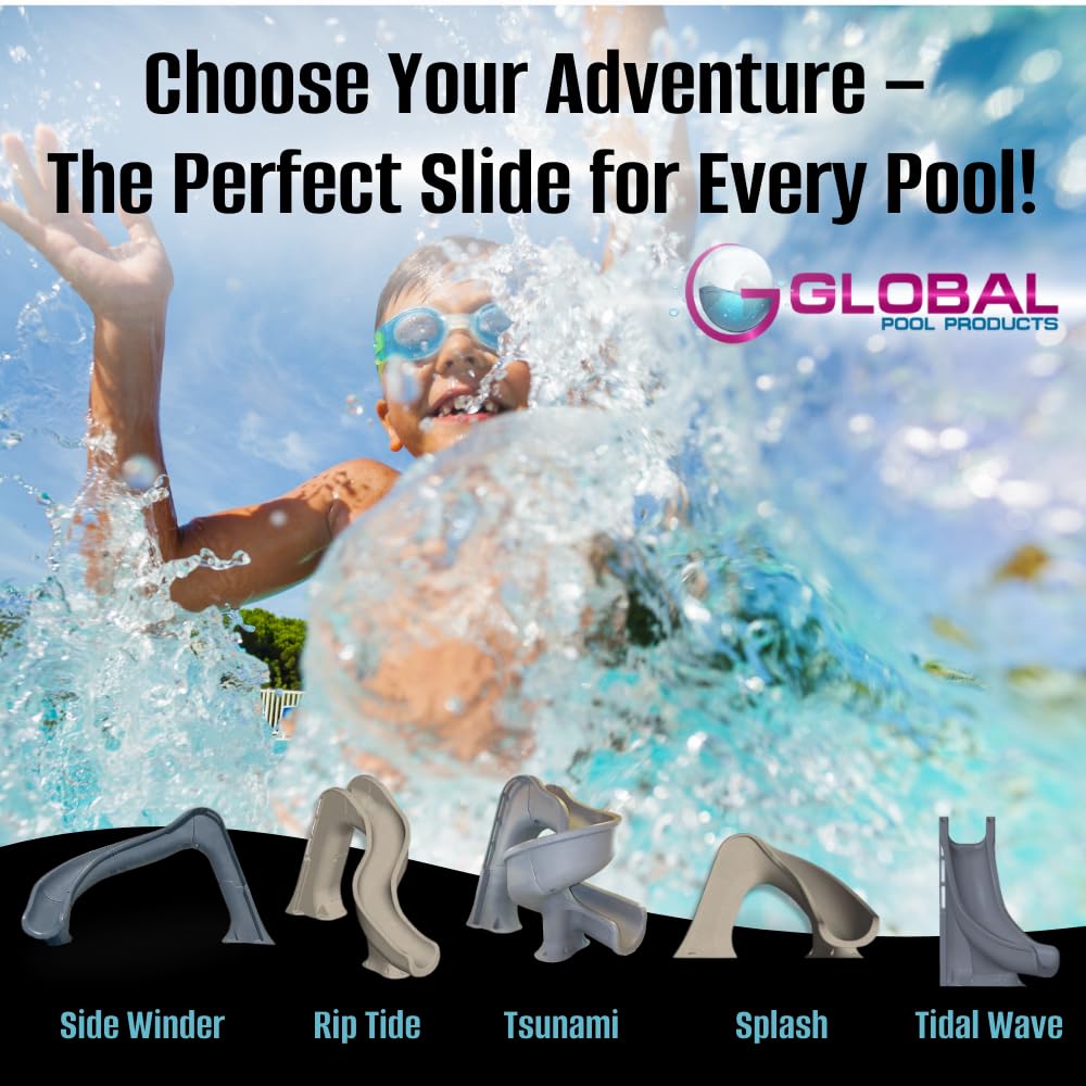 Global Pool Products Tsunami Inground Swimming Pool Water Slide Deck Mounted Sand GPPSTS-Sand