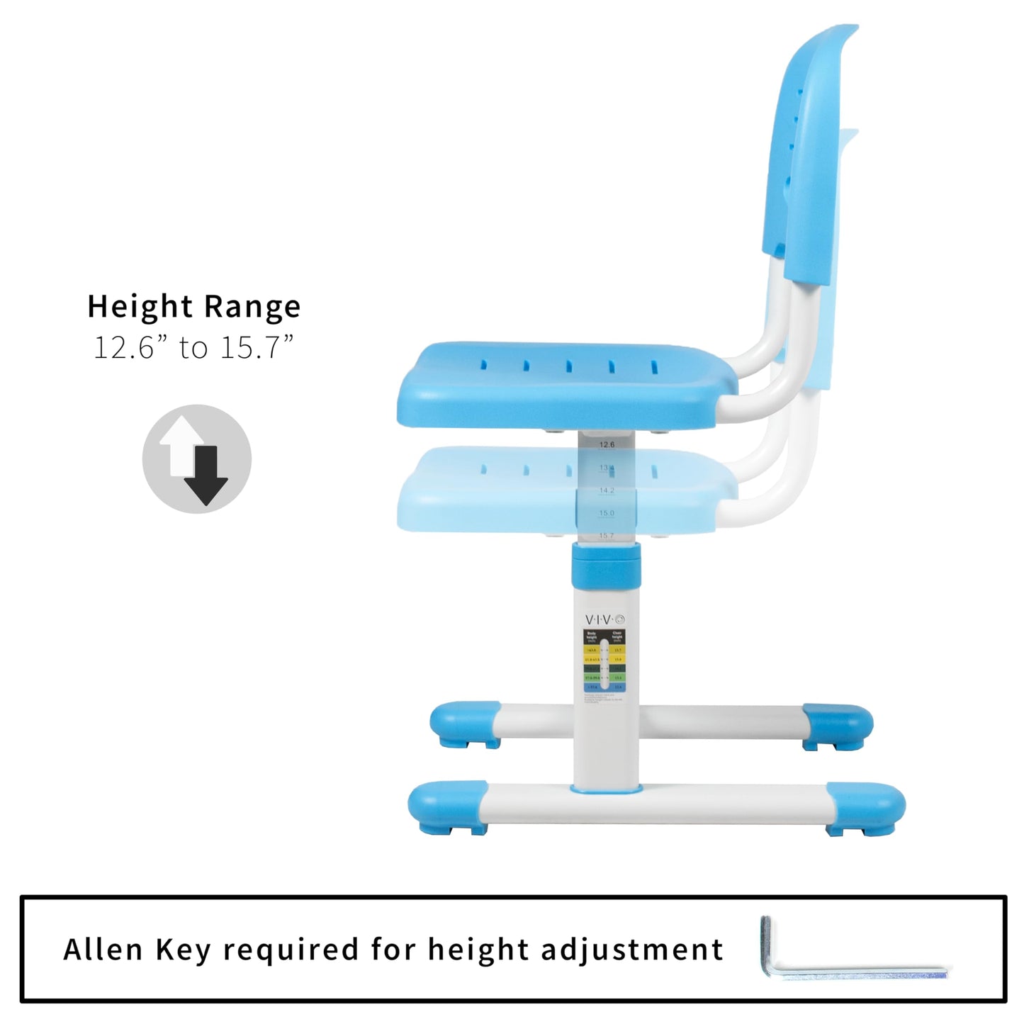 VIVO Height Adjustable Kids' Desk Chair, Chair Only, Multifunctional Interactive Workstation for School Study or Play, Children's Ergonomic Seat with Back, Blue, DESK-V201B-CH