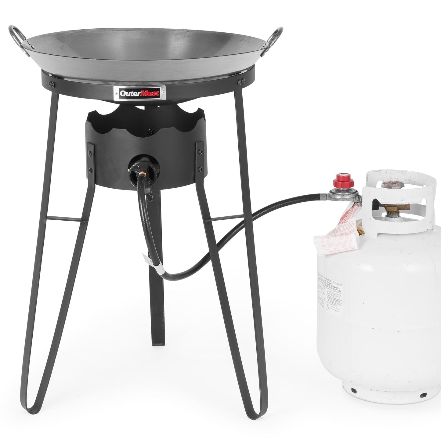 Outdoor Cooker with Iron Wok and Propane Burner, 54,000 BTU High-Pressure Gas Stove for Backyard BBQ, Tailgating & Outdoor Cooking