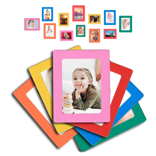 Raxwalker 4x6 Magnetic Picture Frames for Refrigerator, 12-Pack Magnet Photo Frame for Fridge Holds 3.5x5 2.5x3.5 Photos for Home Office School Lock Storage(Colorful)