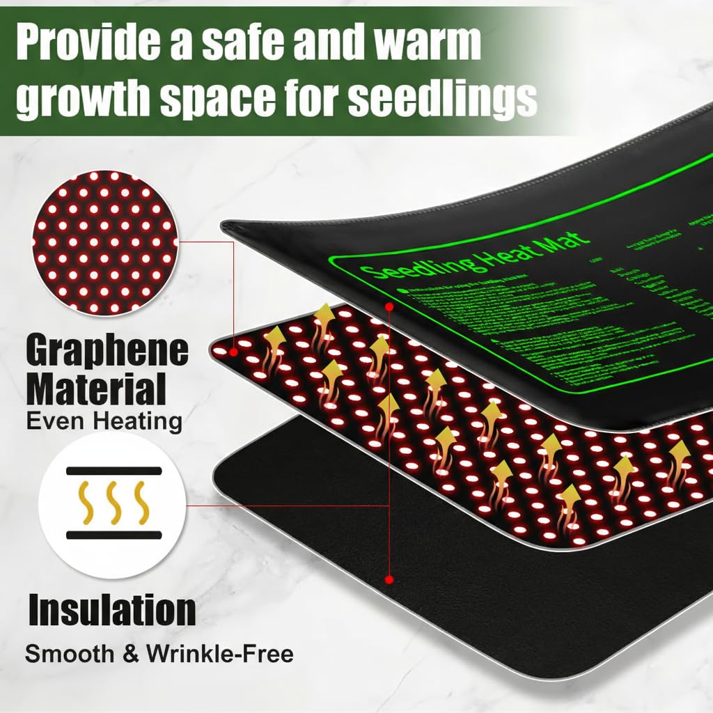 4 Pack Seedling Heat Mat for Plants Seed Starting, Waterproof 10"x 20" Warming Mat Plant Heating Pad for Seed Germination, Indoor Growing, Hydroponic, Greenhouse