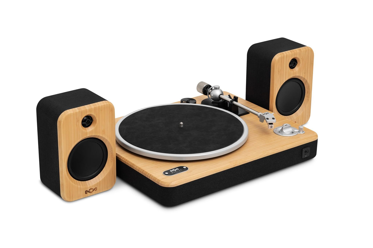 House of Marley Stir It Up Wireless 2 Turntable with Speakers - Sustainably Made Bluetooth Record Player & 10W Bookshelf Speakers, Easy Set Up Vinyl Player with an Audio Technica Cartridge, Bamboo