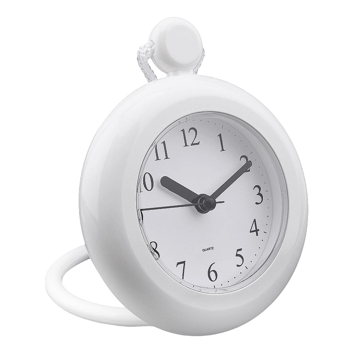 Waterproof Shower Clock, Silent Analog Bathroom Clock with Rope and Stand
