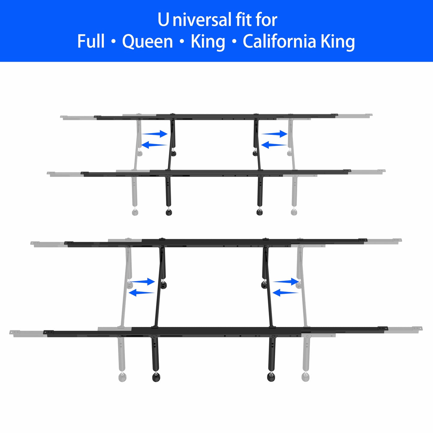Macbimony Bed Frame Center Support 50”-81”Adjustable Bed Slats Reinforcing