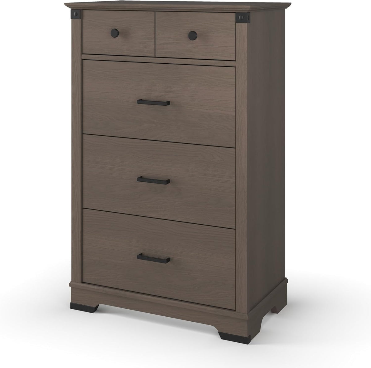 Child Craft Redmond Design 4-in-1 Convertible Baby Crib Nursery Furniture Set - Baby Bed, Dresser, Changing Table Topper and Chest Drawer for Babies, Toddlers and Kids (4 Piece - Dapper Gray)