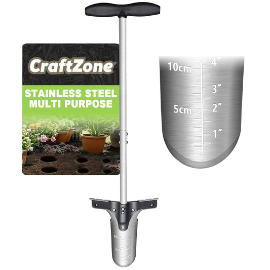 CRAFTZONE Bulb Planter Tool with Long Handle and Foot Pedal Heavy Duty High Carbon Steel Garden Dibber Sod Plugger Cutter for Planting Bulbs Tubers and Lawn Care for Digging Grass Plug Soil Tulips