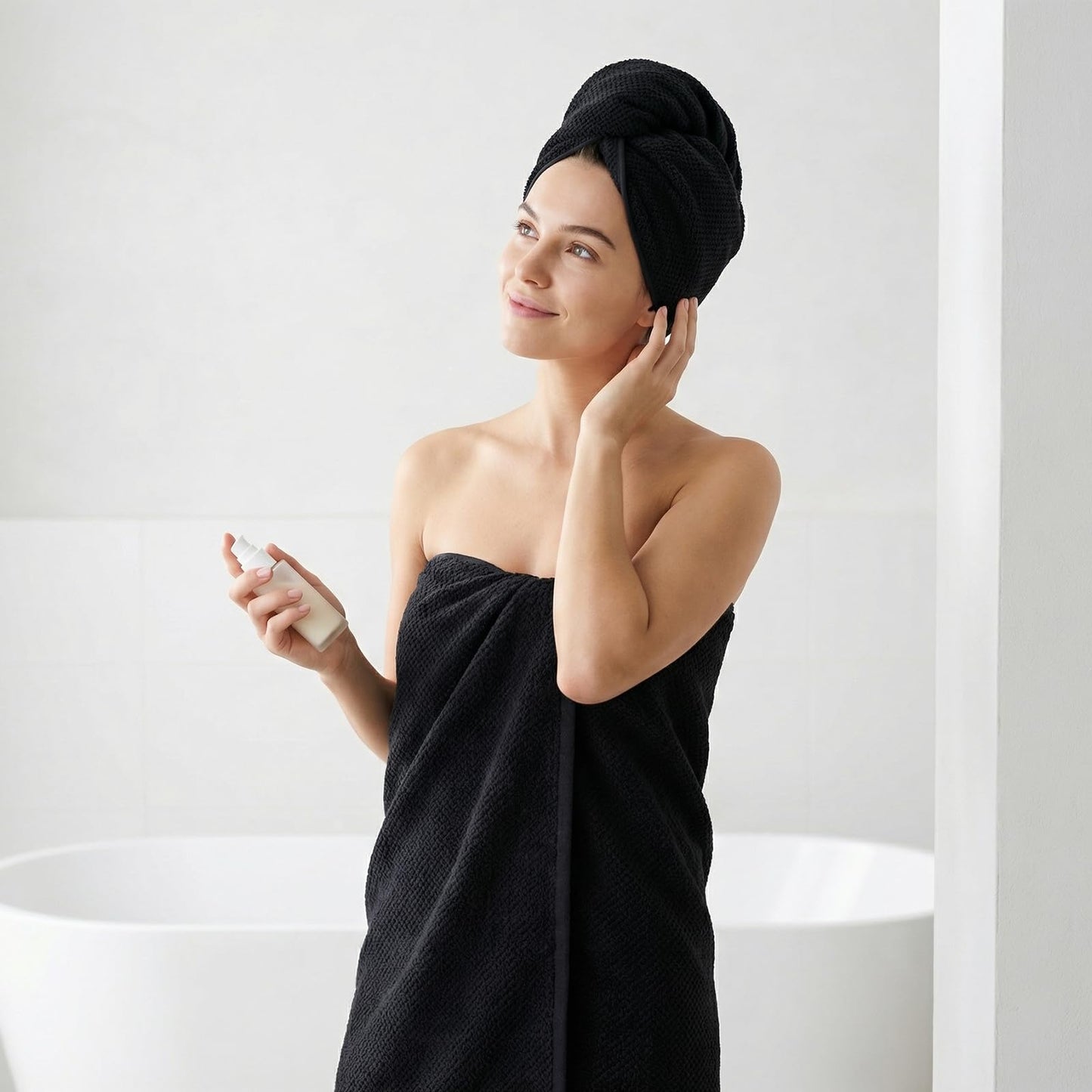 REDKISS Pack of 1 Jumbo Bath Sheet, 40 x 80 Inches Microfiber Oversized Bath Towel for Bathroom, Extra Large & Lightweight, Quick-Dry, Super Soft & Highly Absorbent, Perfect to Wrap Yourself In, Black