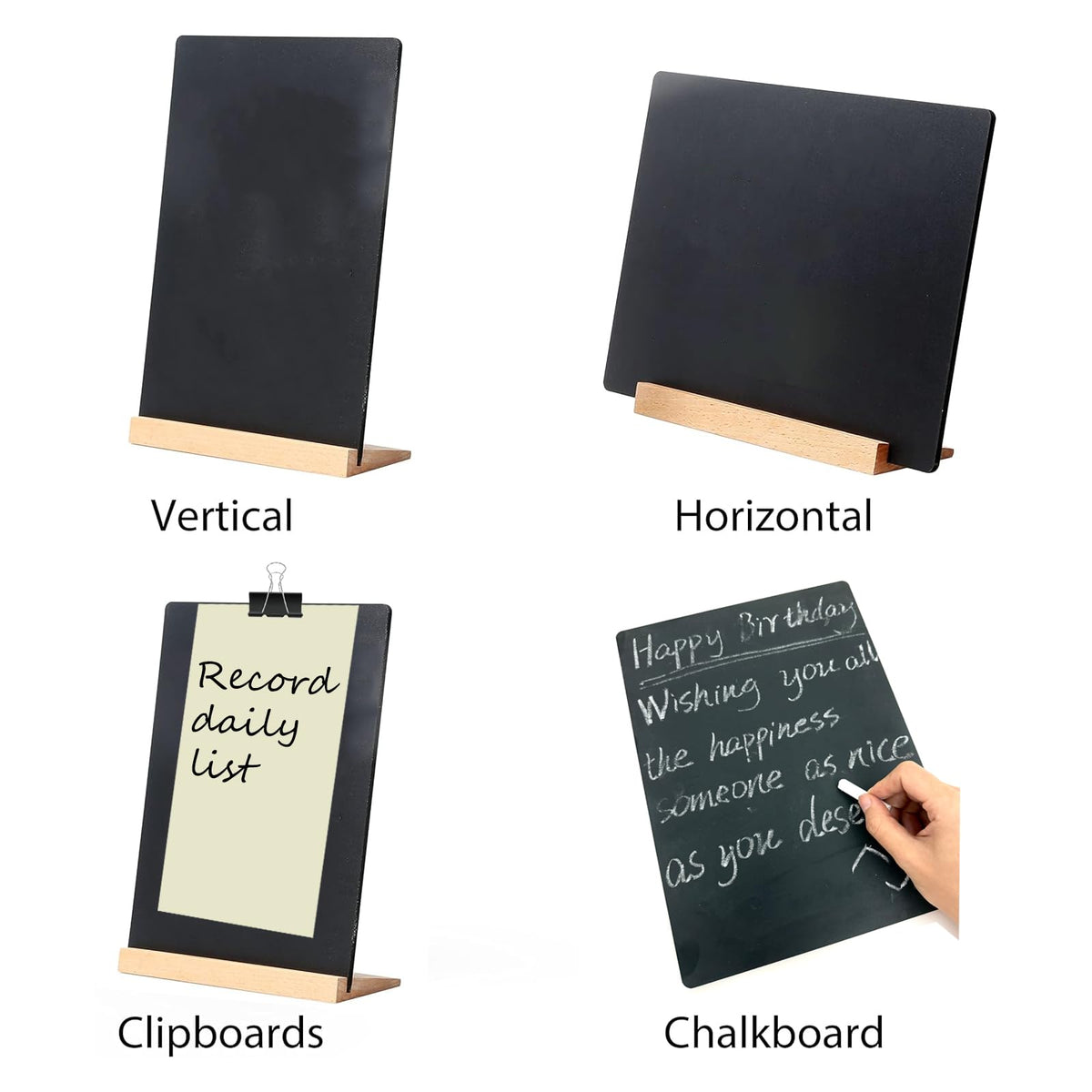 NEWNEWSHOW 1 Pack 8.7x12 Inch Tabletop Chalkboard with Wood Holder