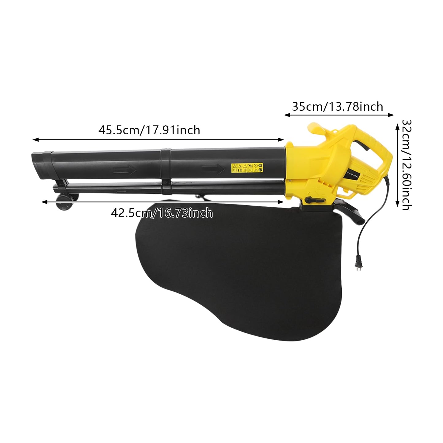 Leaf Blower, Leaf Vacuum with Bag, Boasting a No-Load Speed of 15,000/min