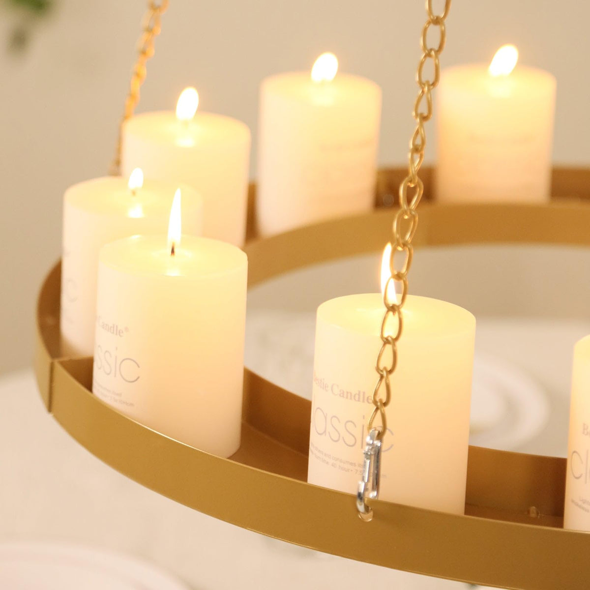 Efavormart 24" Gold Hanging Floral Chandelier Frame, Circular DIY Metal Base for Creative Wedding Flower Displays & Suspended Candle Decor