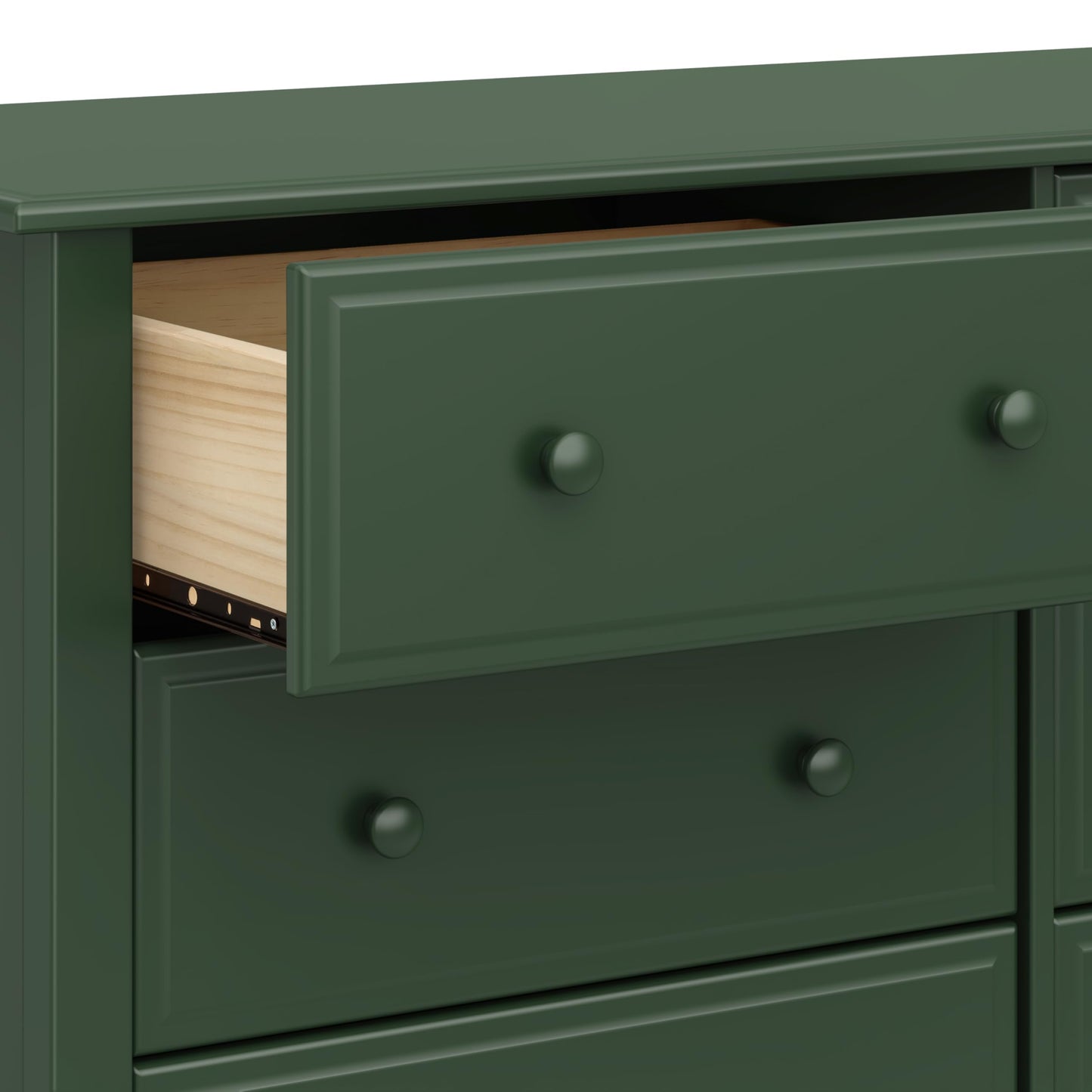 Jayden 6-Drawer Double Wide Dresser with 9+ inch Drawer Extension in Forest Green, Greenguard Gold Certified