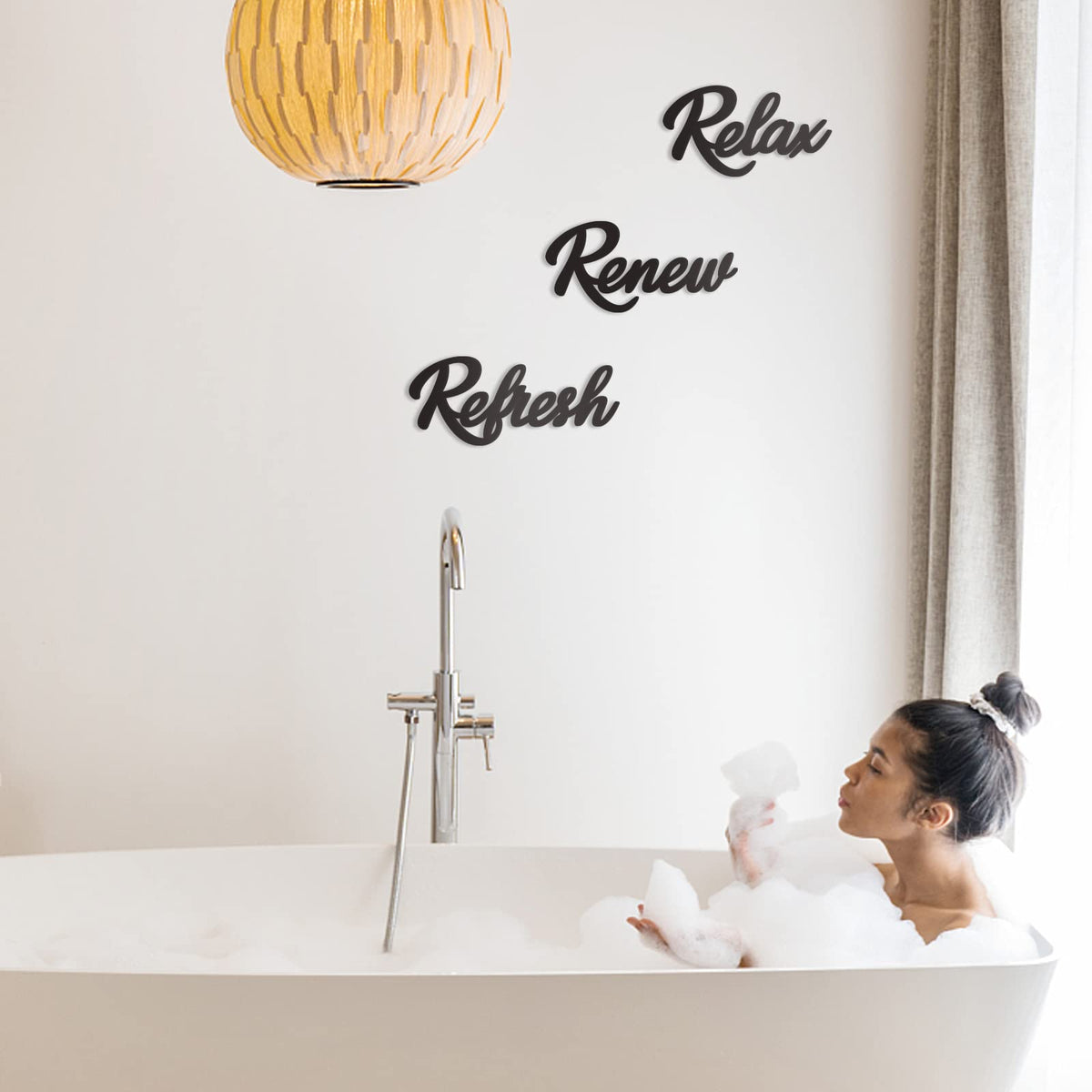 KOYILTD 3 Pieces Bathroom Decor Black Bathroom Wall Art Relax Renew Refresh