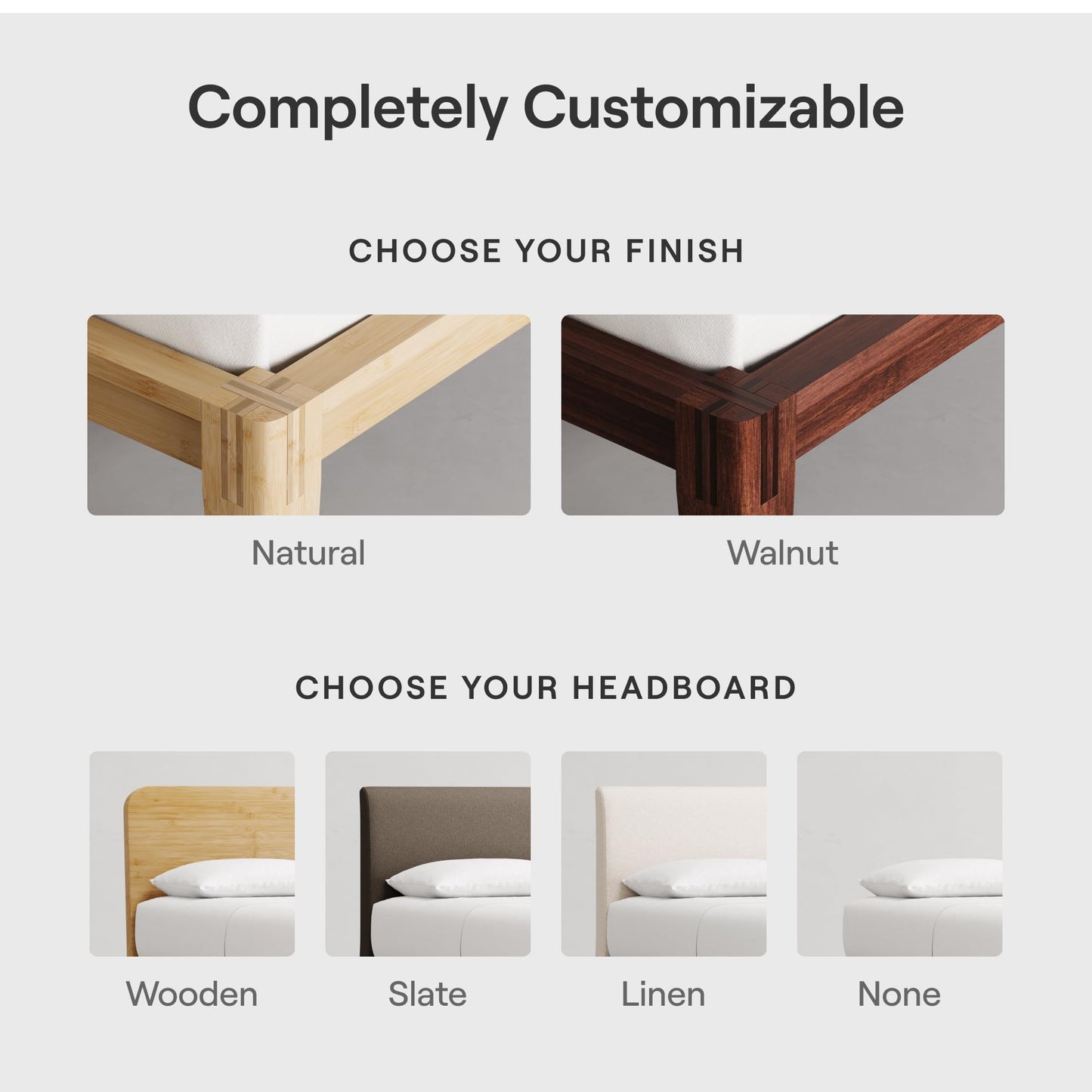 Nectar Bamboo Headboard - Cal King - Walnut - Attachable to Bamboo Bed Frame (Sold Seperately) - Easy Tool Free Set Up - Contemporary and Durable