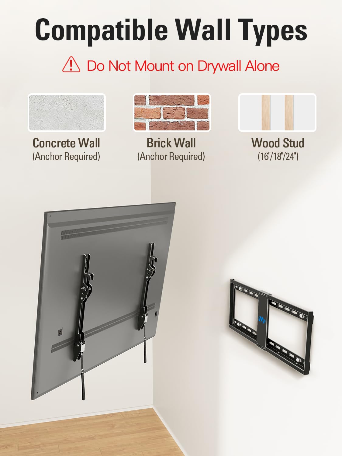 Mounting Dream Tilting TV Wall Mount for Most 37-90 Inch TVs up to 132lbs