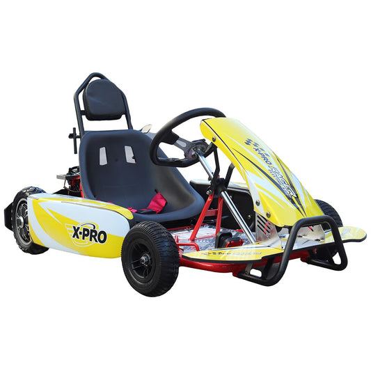 X-PRO Rambler 700W Brushless Electric Kid Go Kart Rambler 350w*2 Racing Drifting Go Karts (Yellow/Black)