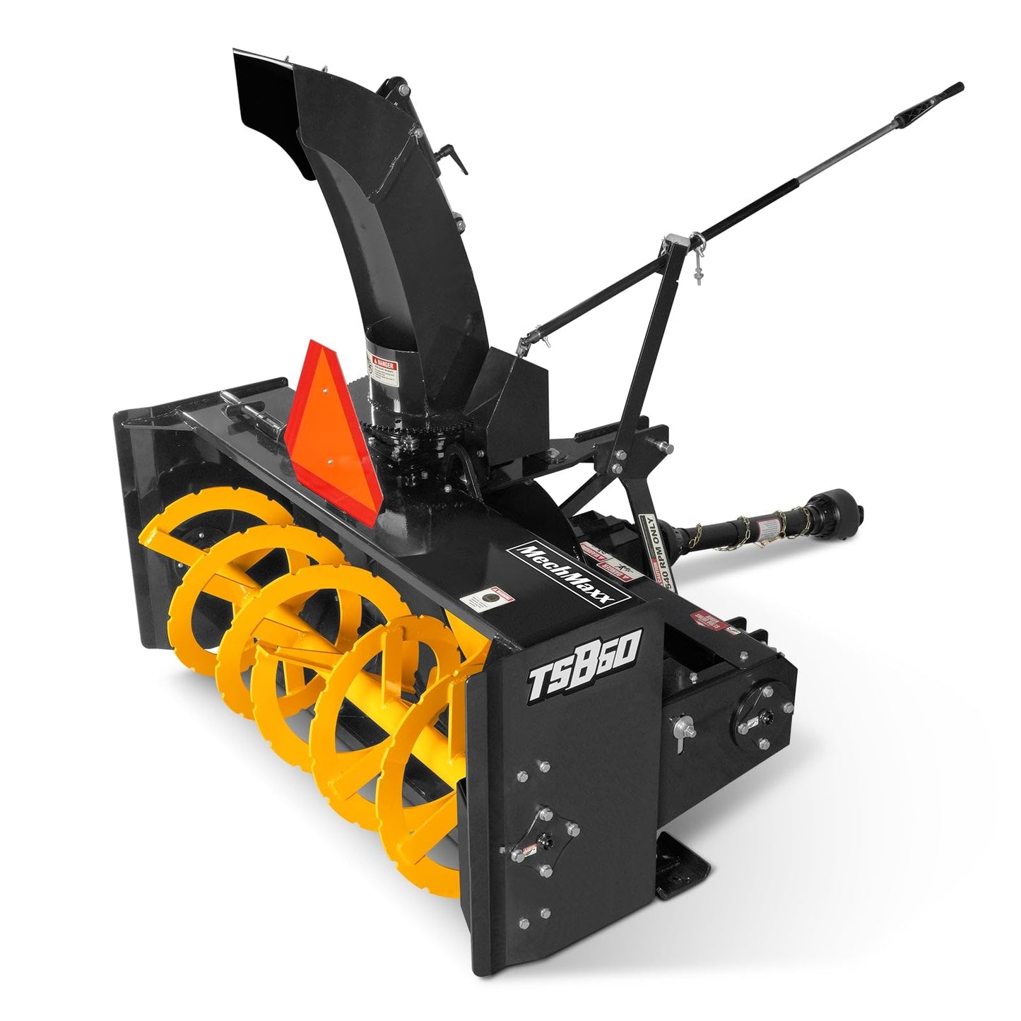 MechMaxx 60" 3 Point PTO Snow Blower 24" Impeller Diameter 360° Snow Chute (PTO Shaft Included with Slip Clutch), 25-65 HP, Model TSB60