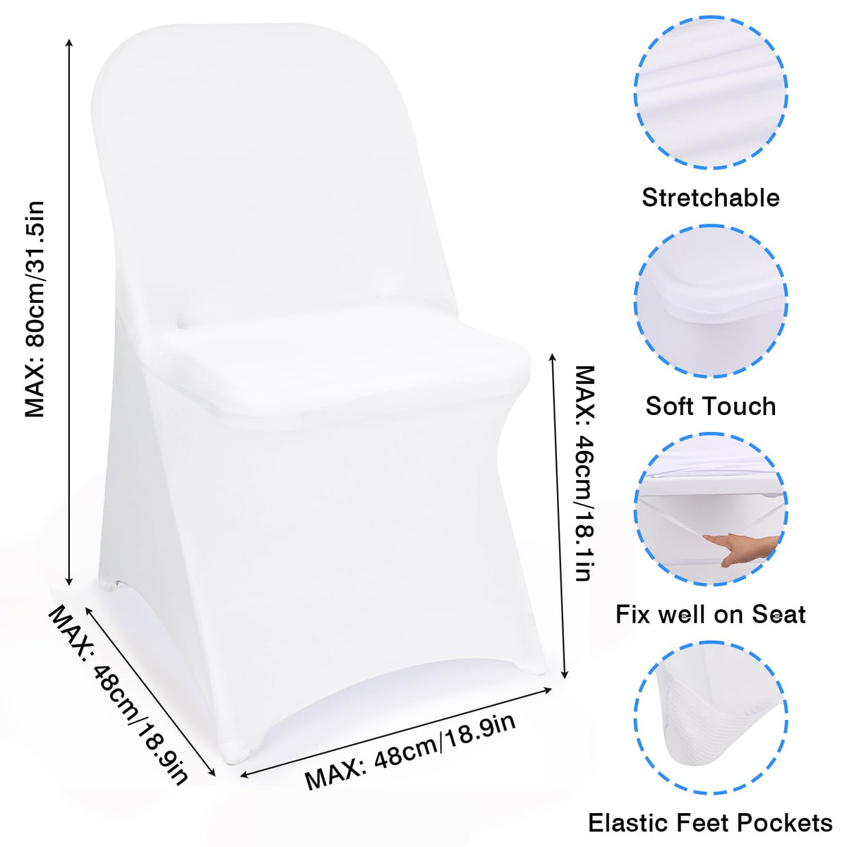 Fixwal 36 Pcs White Folding Chair Covers Spandex Stretch Slipcover