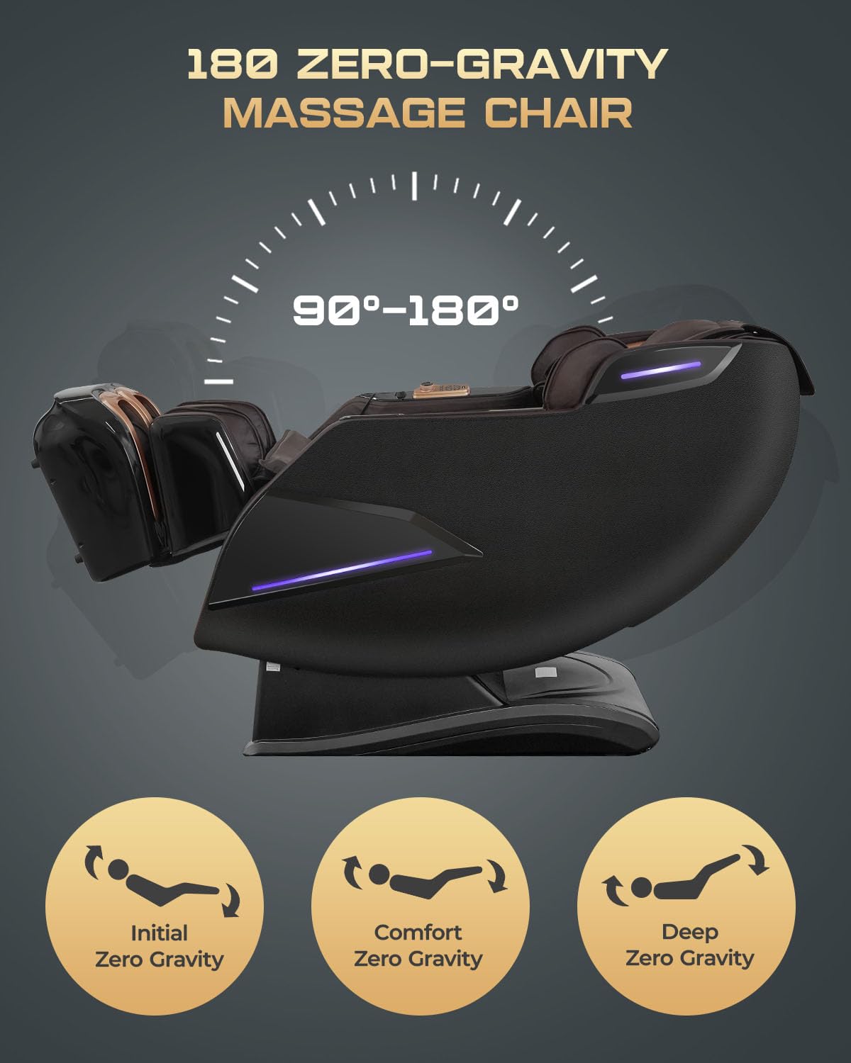 4D Massage Chairs Full Body,Zero Gravity SL-Track Shiatsu Massage Chair Recliner,Core Heating,20 Massage Techniques,Deep Yoga Stretch,Foot Rollers, Ai Voice,Touch Screen,Wireless Charging