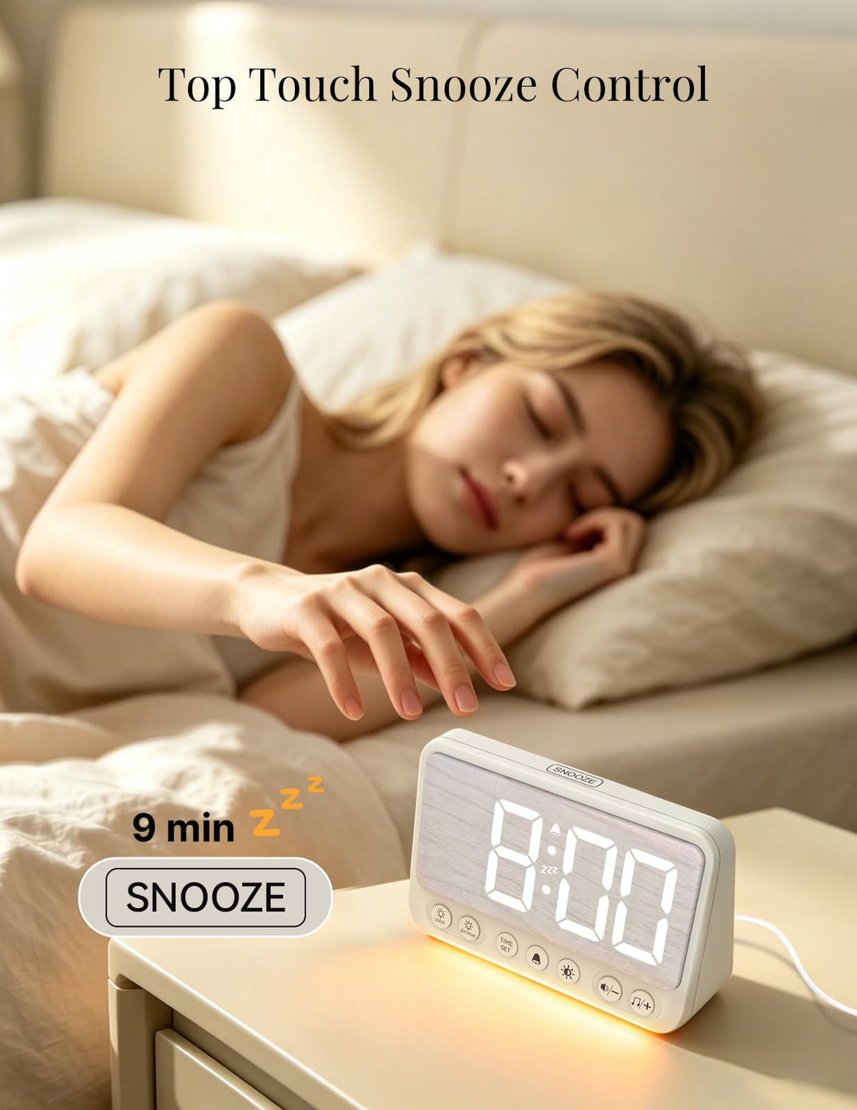 Topski Alarm Clocks for Bedroom, Digital Bedside Clock with Night Light