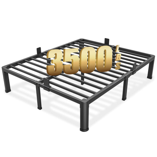 FUIOBYVV Full Size Bed Frame with Round Corner Edge Legs, 14 Inch Heavy Duty Support 3500 lbs Metal Platform Bed Frame Full, No Box Spring Needed/Non-Slip/Steel Slat Support/Noise Free