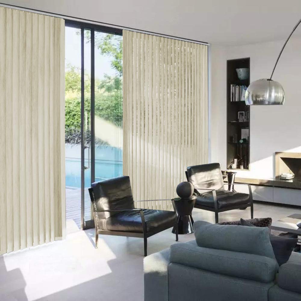 100% Blackout Vertical Window Shades, 3.5inch Slat Fabric Thermal Insulated Energy Saving UV Protection Decoration Vertical Window Blinds