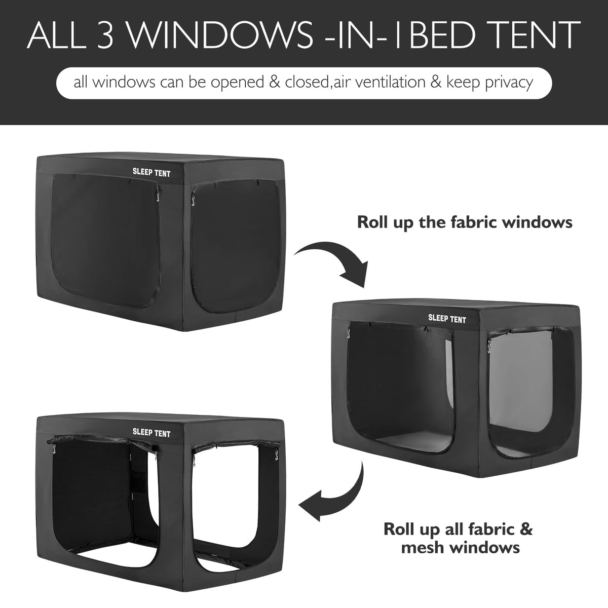Full Bed Tent Canopy for Kids and Adults with 93% Blackout Sleeping Tents