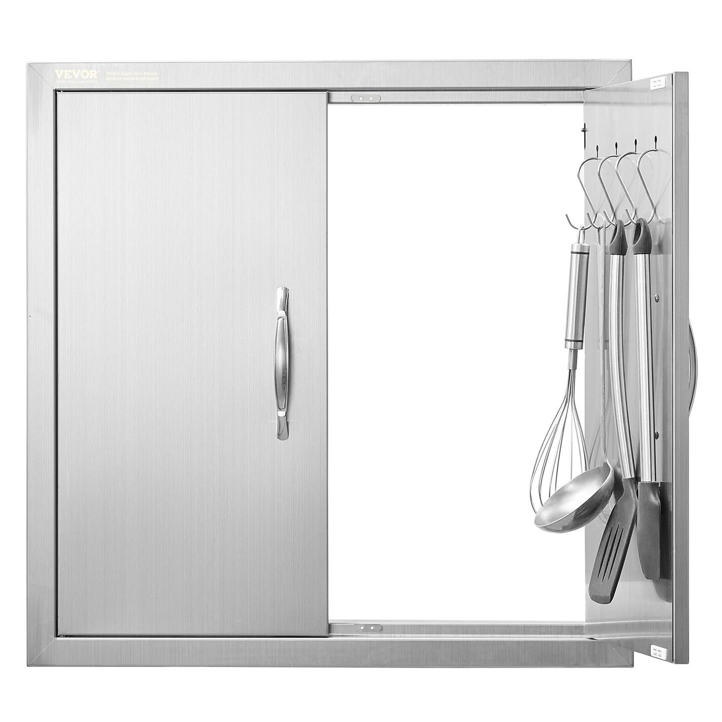 VEVOR BBQ Access Door, 24W x 24H Inch Double Outdoor Kitchen, Stainless Steel Flush Mount Door, Double Wall Vertical with Handles and Hooks, for BBQ Island, Grilling Station, Outside Cabinet