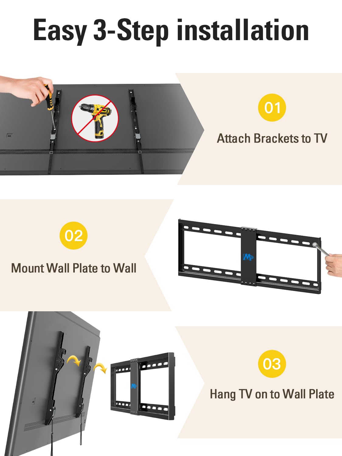 Mounting Dream Tilting TV Wall Mount for Most 37-90 Inch TVs up to 132lbs