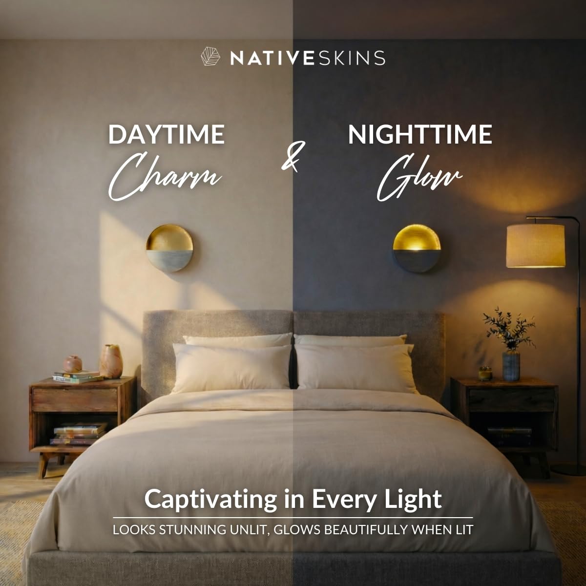 NativeSkins Eclipse Wall Candle Sconces Set of 2 - Round Tea Light Holders