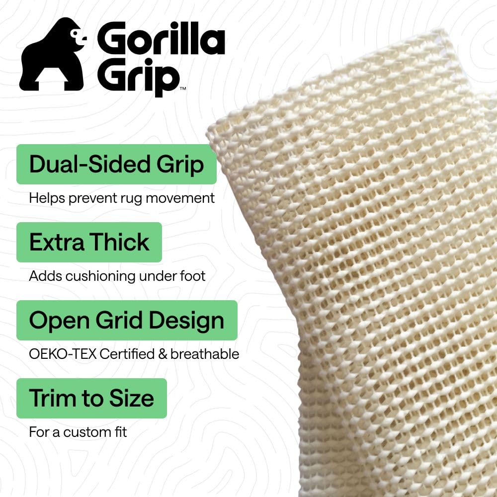 GORILLA GRIP® Slip Resistant Rug Gripper Pads for Hardwood Floor, Cream